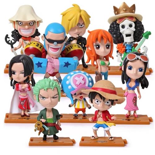 Set de 10 pièces Figurines Delicate Anime One Piece Luffy Zoro Nami Sanji Chopper Robin Hancock 10 cm