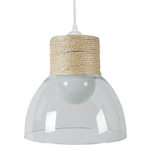 Tosel 13650 suspension cordes cloche verre 60 w e27 naturel