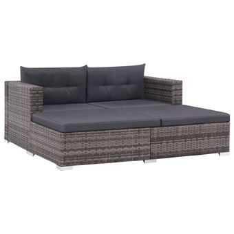 Vidaxl Mobilier De Jardin 3 Pcs Avec Coussins Resine Tressee Gris