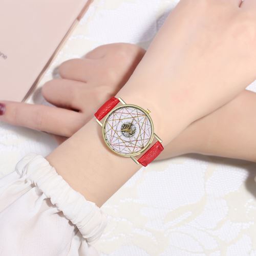 Zhou Lian occurrence Xiao montre symbole du zodiaque montre géométrique montre carte du monde montre féminine montre à quartz horloge T229-Arouge