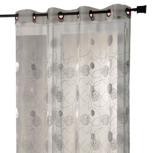 HomeMaison HM69807712 Gris Rideau Organza et Jacquard Cordons Satinés