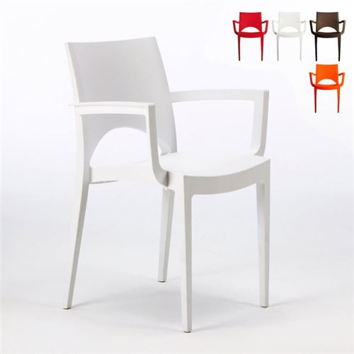 Grand Soleil - Chaise avec accoudoirs en polypropylène bar restaurant Paris Arm Grand Soleil, Couleur: Blanc