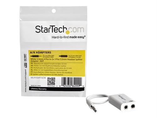 StarTech.com Adaptateur casque avec prises ecouteur / micro - Adaptateur  audio StarTech.com sur