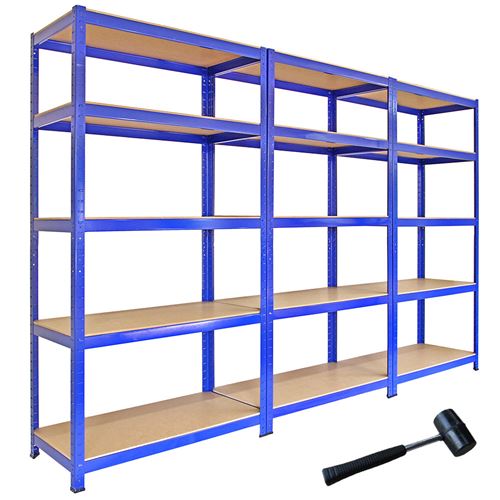 Monstershop Bleu Monster Racking - 3 Rayonnages S En Acier Avec 5 Étagères 90Cm X 180Cm X 45Cm