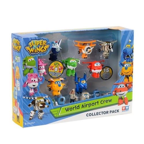 Coffret Super Wings Collector de 8 Transform'a'bot + 7 figurines 'WORLD AIRPORT CREW' Saison 1