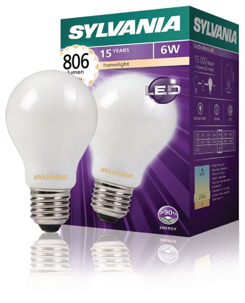 Sylvania SYL-0027131 Lampe à Filament Rétro à Led E27 Gls 6 W 806 Lm 2700 K