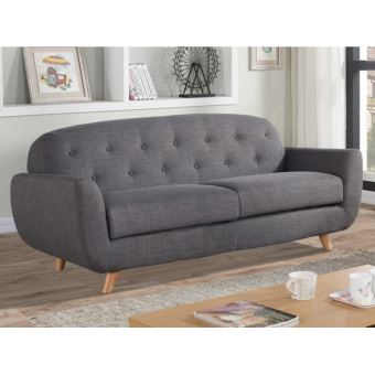Canapé 3 Places Roland En Tissu Gris Chiné Achat Prix