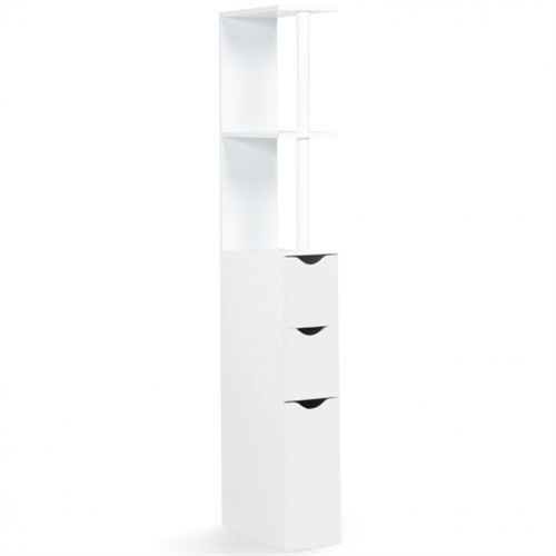 23 Sur Meuble Wc Etagere Bois 3 Portes Blanc Gain De Place Pour
