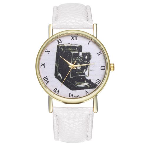 Montre-montre classique à la mode Montre accordéon à bracelet en cuir Montre pour femme Montre à tendance pour homme Montre à quartz T235-Ablanc