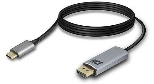 Câble de Connexion ACT USB-C vers DisplayPort - 4K à 60 Hz - Longueur du câble : 1,8 m - Boîtier en Aluminium