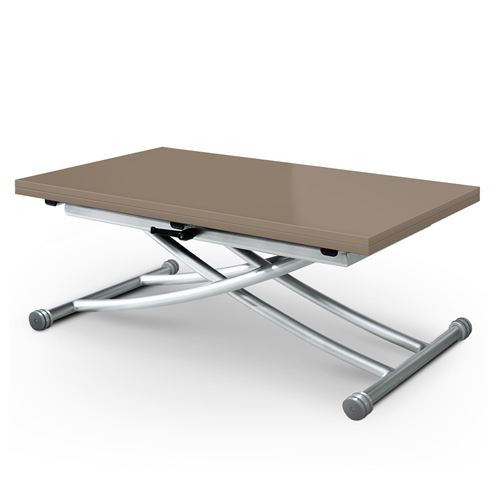 Paris Prix - Table Basse Rectangulaire higher 114cm Taupe Laqué