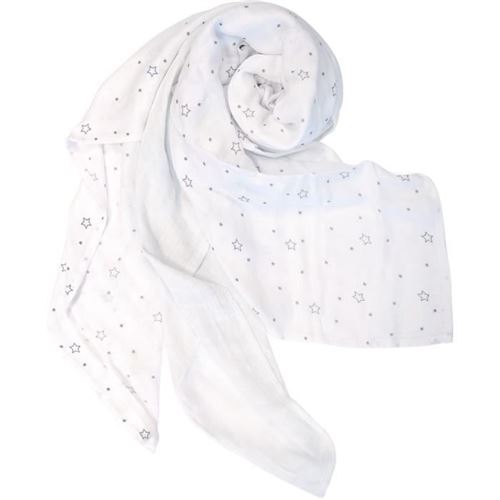 DOMIVA Lot de 3 langes - Bambou 60x60 - 2 imprimées etoile + 1 blanche