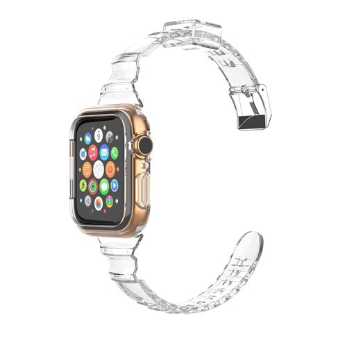 Bracelet en TPU brillant avec coque de protection pour Apple Watch Series 6/ SE/ 5/ 4 40mm - Transparent