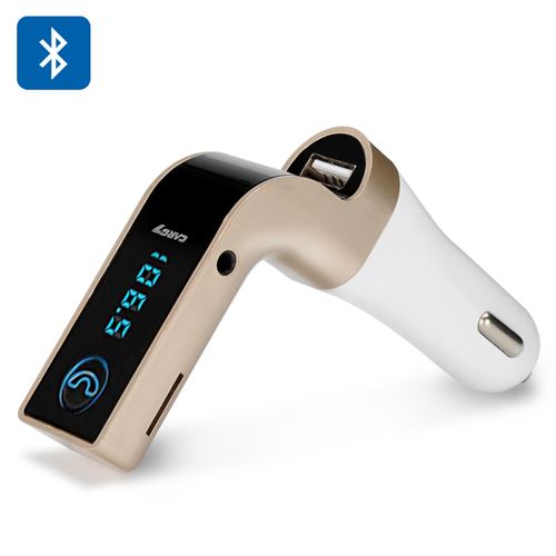 Transmetteur FM Bluetooth doré pour voiture