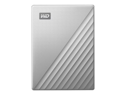 WD My Passport Ultra WDBC3C0010BSL - Vaste schijf - gecodeerd - 1 TB - extern (draagbaar) - USB 3.0 (USB-C aansluiting) - 256-bits AES - zilver