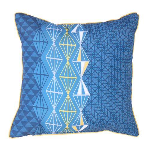Coussin passepoil 40 x 40 cm polyester imprime kessy des. place Bleu