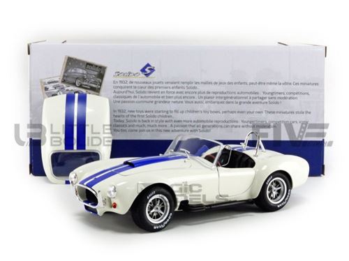 Voiture Miniature de Collection SOLIDO 1-18 - AC Shelby Cobra 427 MK II - 1965 - White / Blue - 1804906