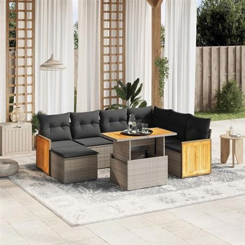 Non Communiqué Gris Vidaxl Salon De Jardin Avec Coussins 8 Pcs, Canapés De Terrasse, Ensemble De Meubles De Patio, Mobilier D'extérieur, 3274077