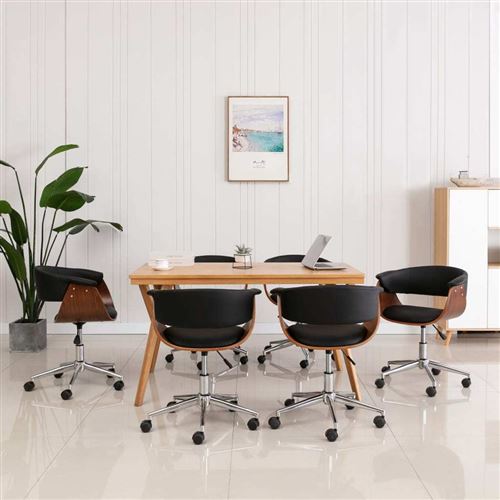 vidaXL Chaise à dîner pivotante Noir Bois courbé et similicuir