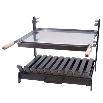 Grille de barbecue BBQ avec double manche dimension 60x40cm en acier inoxydable