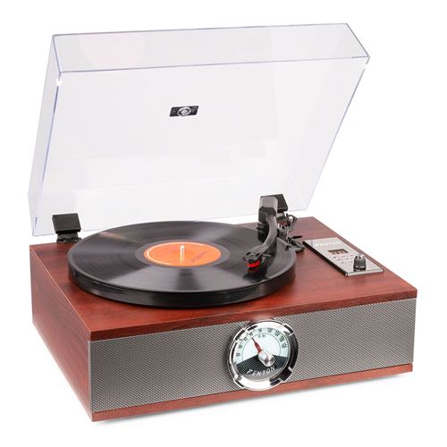 Fenton rp180 platine vinyle lecteur cd design retro - bois fonc&eacute;