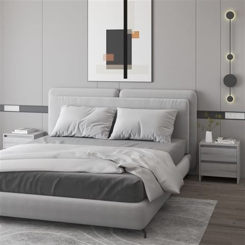 vidaXL - Table de chevet - Lot de 2 - Gris - 45x34,5x44,5 cm - Image 3