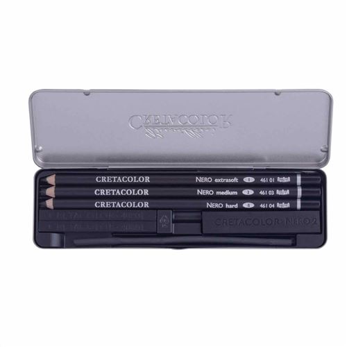 Set de poche 7 crayons d'artiste imperméables pour esquisses - noir brillant - Brevillier's Cretacolor