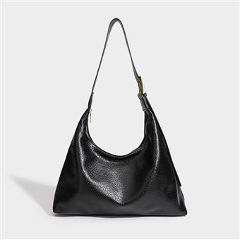 Sac fourre-tout en cuir souple pour femme grande capacité noir - 1
