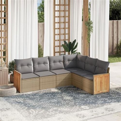 Non Communiqué Beige Vidaxl Salon De Jardin Avec Coussins 6 Pcs, Canapés De Patio, Ensemble De Meubles, Mobilier De Terrasse Extérieur, 3260085