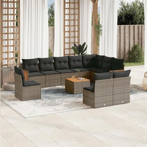 Non Communiqué Gris Salon De Jardin Modulable Vidaxl Resine Tressee 11 Pieces X 59 X 69 10 Personnes