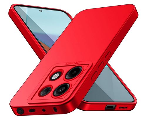 Coque pour Xiaomi Redmi Note 13 Pro 5G / Poco X6 5G - housse etui silicone gel fine + verre trempe - ROUGE - htdmobiles