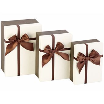 Your Design : 3 paquets-cadeaux avec boucle brune - 1