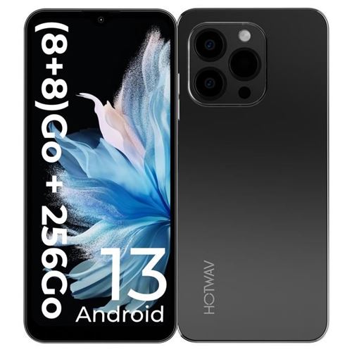 HOTWAV Note 13 Pro Smartphone Pas Cher 6.6 HD+ 5160mAh 8Go + 256Go 50MP Android 13 Téléphone Portable 4G Double Sim NFC - Noir