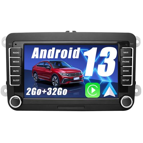 Autoradio Android 7 HD pour VW Golf 5/6, Passat, Polo, Seat, Skoda Écran Tactile, Bluetooth, CarPlay, Android Auto, GPS, WiFi, FM RDS,2Go + 32Go
