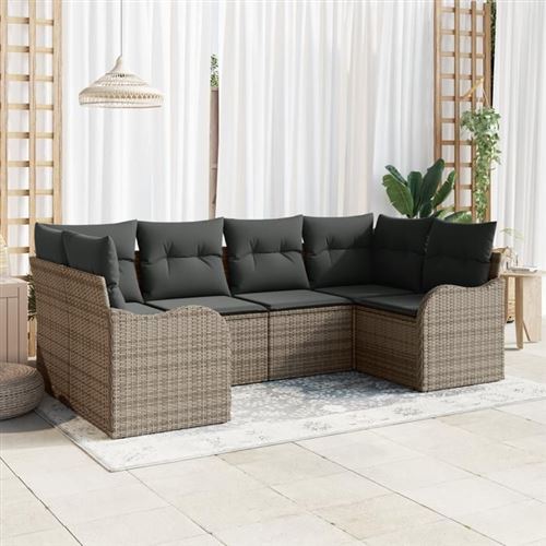 VIDAXL - Ensemble Canapé de Jardin - 6 Pièces - Gris - Image 2