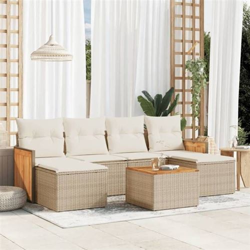 Non Communiqué Beige Salon De Jardin Modulable Vidaxl Rotin 7 Pieces X 59 X 69 6 Personnes
