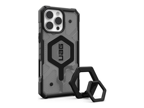 UAG Pathfinder Clear MagSafe Series - Coque de protection pour téléphone portable - support à anneau noir - compatibilité avec MagSafe - 20 % de matériaux recyclés - cendre - pour Apple iPhone 16 Pro Max