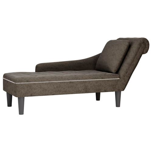 vidaXL Chaiselongue mit Kissen & Rechter Armlehne Grau Kunstleder