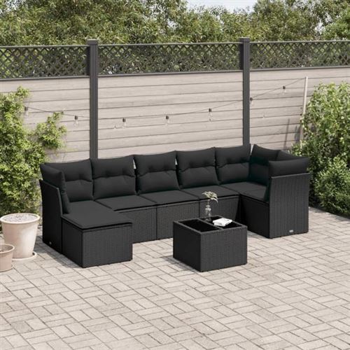 Non Communiqué Noir Salon De Jardin Modulable Vidaxl Resine Tressee 8 Pieces 55 X 62 X 69 Cm 7 Personnes