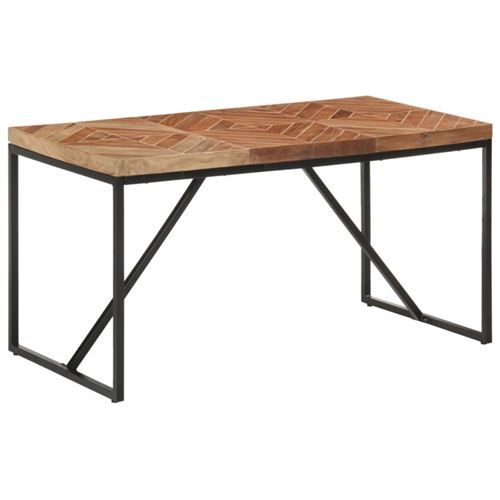 Non Communiqué Marron Table A Manger Fixe Sans Tiroir Rectangulaire En Bois Massif L 140 Cm