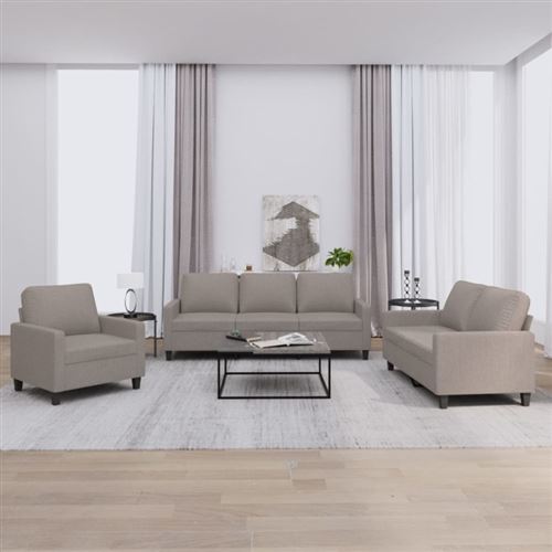 Non Communiqué Taupe Ensemble De Canapés 3 Pcs Avec Coussins Tissu
