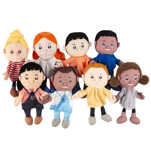 Jeu d'imitation - marionnettes à gants, ensemble de 8 - jeu Montessori