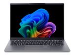 Acer Swift Go 14 AI SFG14-64 - Conception de charnière à 180 degrés - AMD Ryzen AI 7 - 350 / jusqu'à 5 GHz - Win 11 Home - Radeon 860M - 32 Go RAM - 1.024 To SSD QLC, NVMe - 14" OLED 1920 x 1200 - Wi-Fi 7, Bluetooth - argent brillant - clavier : Suiss