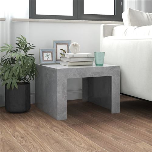 Table basse gris béton 50x50x35 cm bois d ingénierie
