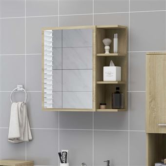 Armoire à miroir de salle de bain Chêne sonoma Bois ingénierie - 1