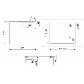 SMEG Plaque induction SI1M4644D, 4 foyers, 4 boosters, 7400w