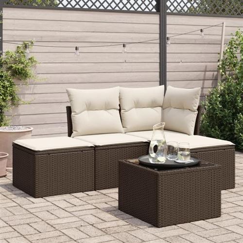 Non Communiqué Marron Salon De Jardin Modulable Vidaxl Resine Tressee 5 Pieces 55.0 X 55 X 37 4 Personnes