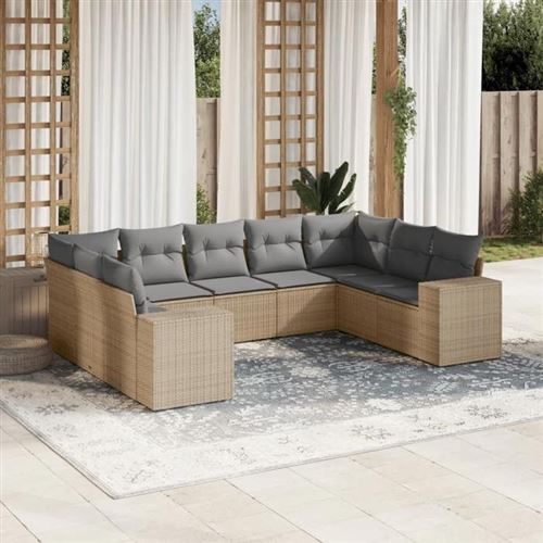 Non Communiqué Beige Salon De Jardin Modulable Vidaxl Resine Tressee 9 Pieces 62.0 X 62 X 69 9 Personnes