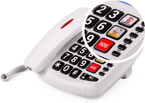 SPC Comfort Kairo Téléphone fixe sans fil pour seniors compatible avec  appareils auditifs Blanc