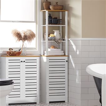 SoBuy BZR43-W Meuble Colonne de Salle de Bain Armoire Haute Meuble de Rangement - 1